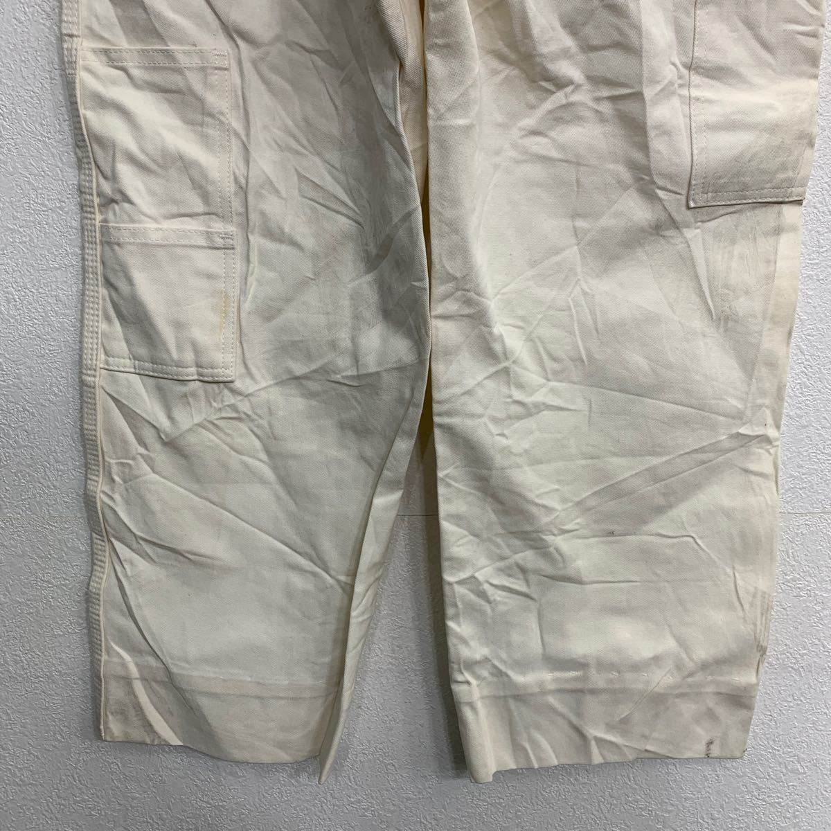 中古 古着 Dickies ワークパンツ W34 ディッキーズ ペインターパンツ ダブルニー ホワイト コットン 古着卸 アメリカ仕入 2401-368_画像7