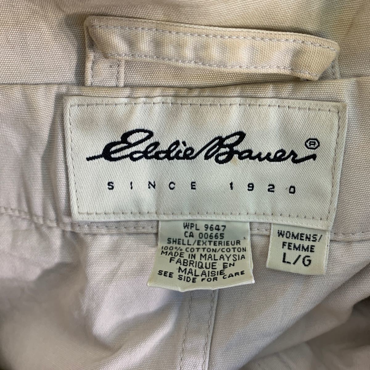 中古 古着 Eddie Bauer コットン コート レディース L ホワイト フーディー ジップアップ ボタン ポケット 古着卸 アメリカ仕入 a601-5535_画像9