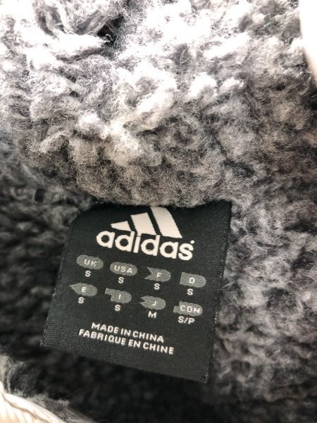 ADIDAS アディダス メンズ 中綿 裏ボア ベンチコート M グレー ポリエステル_画像2