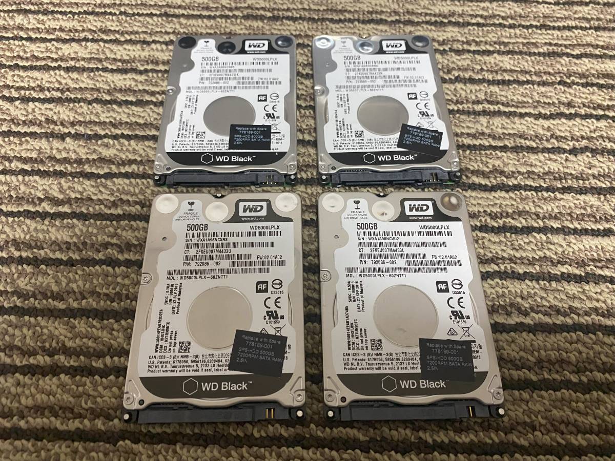 HDD ハードディスク 4個セット 2.5インチ WD500LPLX 500GB 7200RPM_画像1