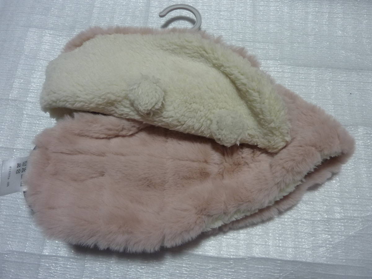 * waffle soft tippet [ pretty reversible ] pink & white * lady's & girl size * fake fur manner * new goods unused tag attaching *