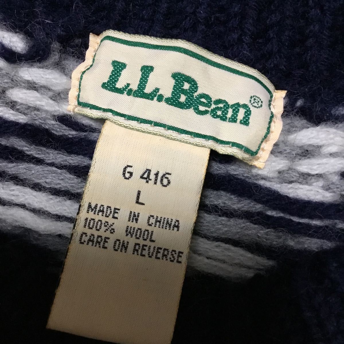 ☆12☆ 未使用 長期保管 紙タグ無し LL Bean エルエル ビーン ノルデック柄 クルーネック セーター ネイビー Lサイズ_画像4