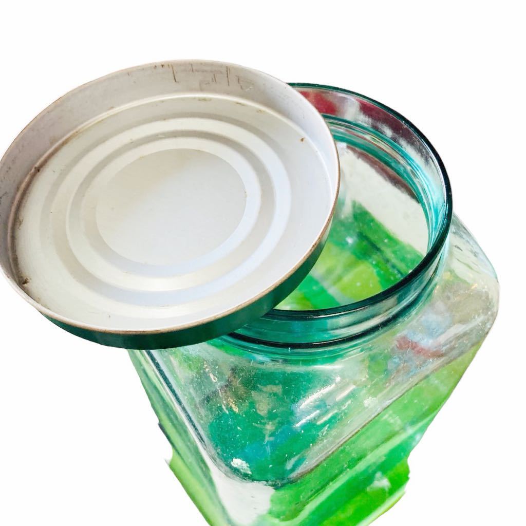 C01069 保存容器 瓶 味付け海苔の容器 アンティーク 昭和レトロ ガラス 当時物 現状品 置物 インテリア_画像3