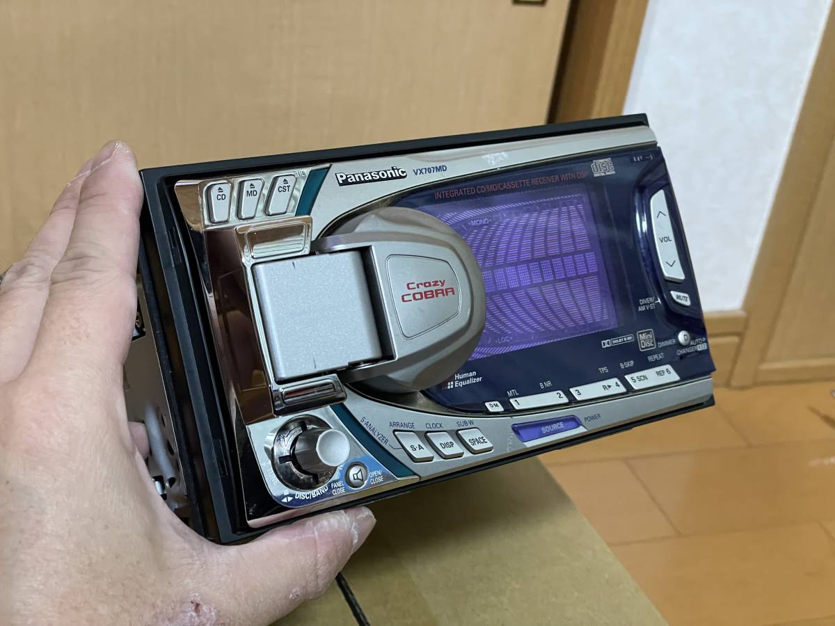 希少動作品□パナソニック製2DIN CD/MD/カセットデッキ CQ-VX707MD 動作確認済み クレイジーコブラ 本体のみ_画像7