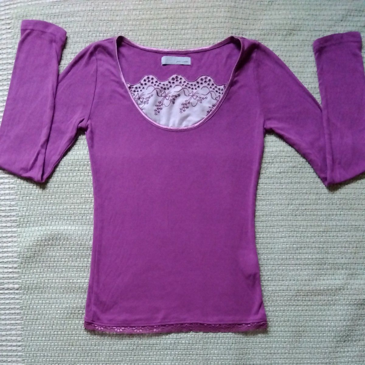 カットソー Tシャツ トップス　長袖　紫　パープル　　janismarket　ジャニスマーケット