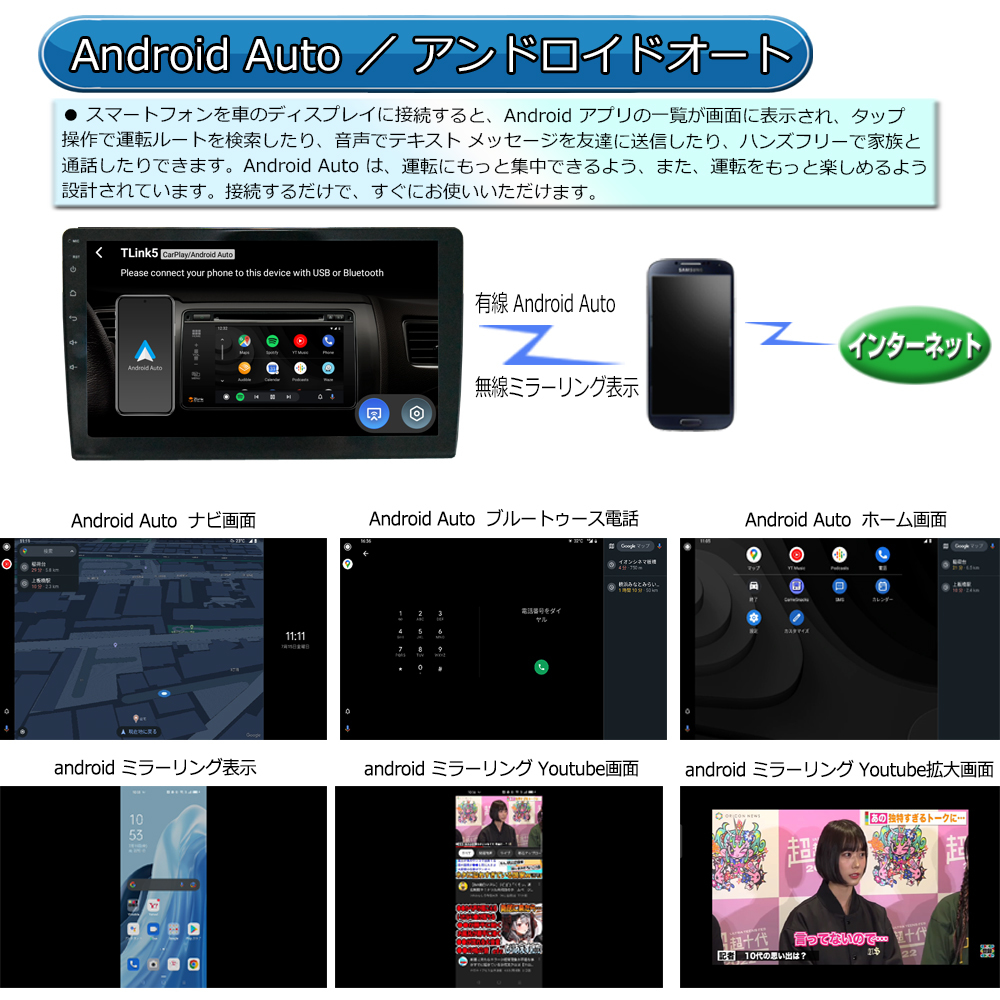 車載 カーナビ 2DIN 10.1インチ CarPlay Android Autoマルチプレーヤーカーナビ＋地デジ2x2フルセグチューナーセット,１７０度バックカメラ_画像2