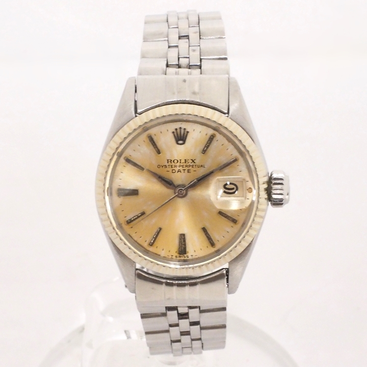 A24-106【ジャンク品】ROLEX ロレックス 6517 オイスターパーペチュアル デイト cal.1130 レディース 自動巻き 10番台 シルバー文字盤_画像1