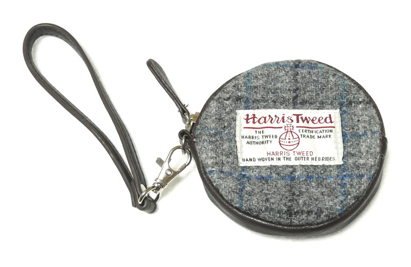 新品 送料無料 ハリスツイード ポーチ コインケース ストラップ グレー アウトレット HARRIS TWEED_画像1