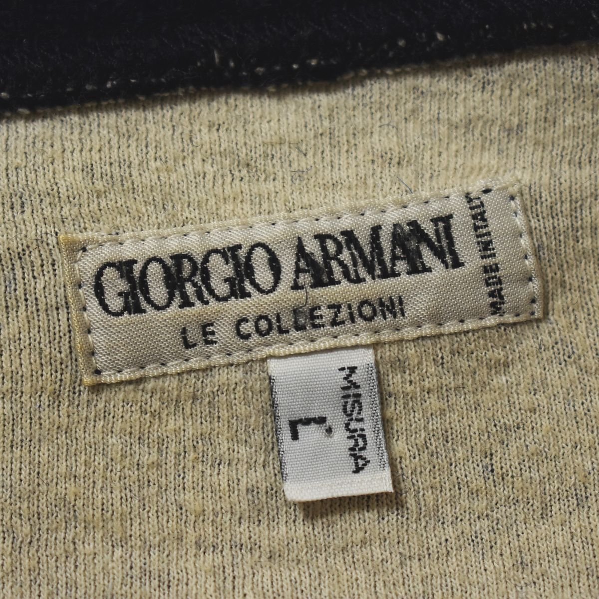 ★イタリア製 90s 古着 ジョルジオアルマーニ GIORGIO ARMANI カーディガン L ネイビーxホワイト ニット セーター コレッツォー二 old★_画像4