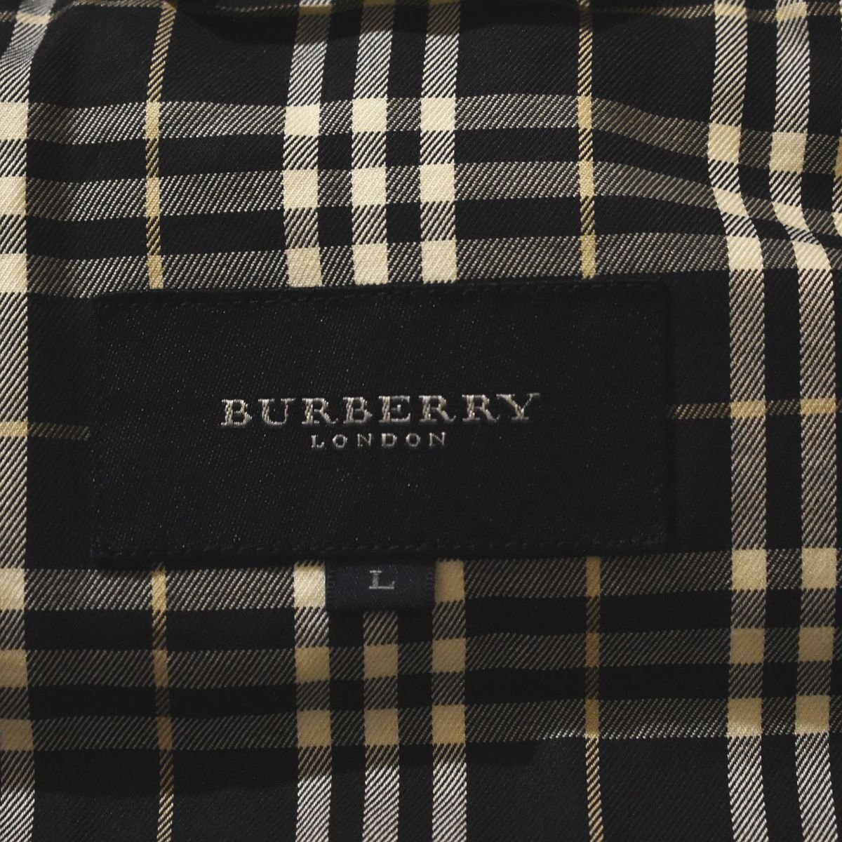 ★スモークドチェック裏地 バーバリー BURBERRY LONDON ピーチスキン ダウン フィールド ジャケット Ｌ ブラック★メンズ ジャンパー★_画像5