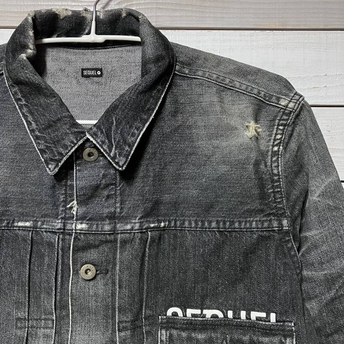SIZE M SEQUEL DAMAGE DENIM JACKET BLACK FRAGMENTDESIGN SIZE M SEQUEL DAMAGE DENIM JACKET BLACK FRAGMENTDESIGN