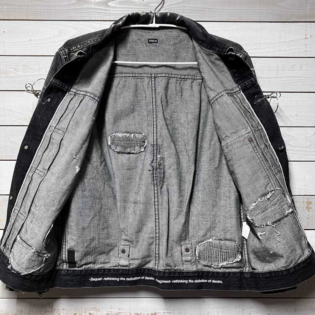 SIZE M SEQUEL DAMAGE DENIM JACKET BLACK FRAGMENTDESIGN SIZE M SEQUEL DAMAGE DENIM JACKET BLACK FRAGMENTDESIGN