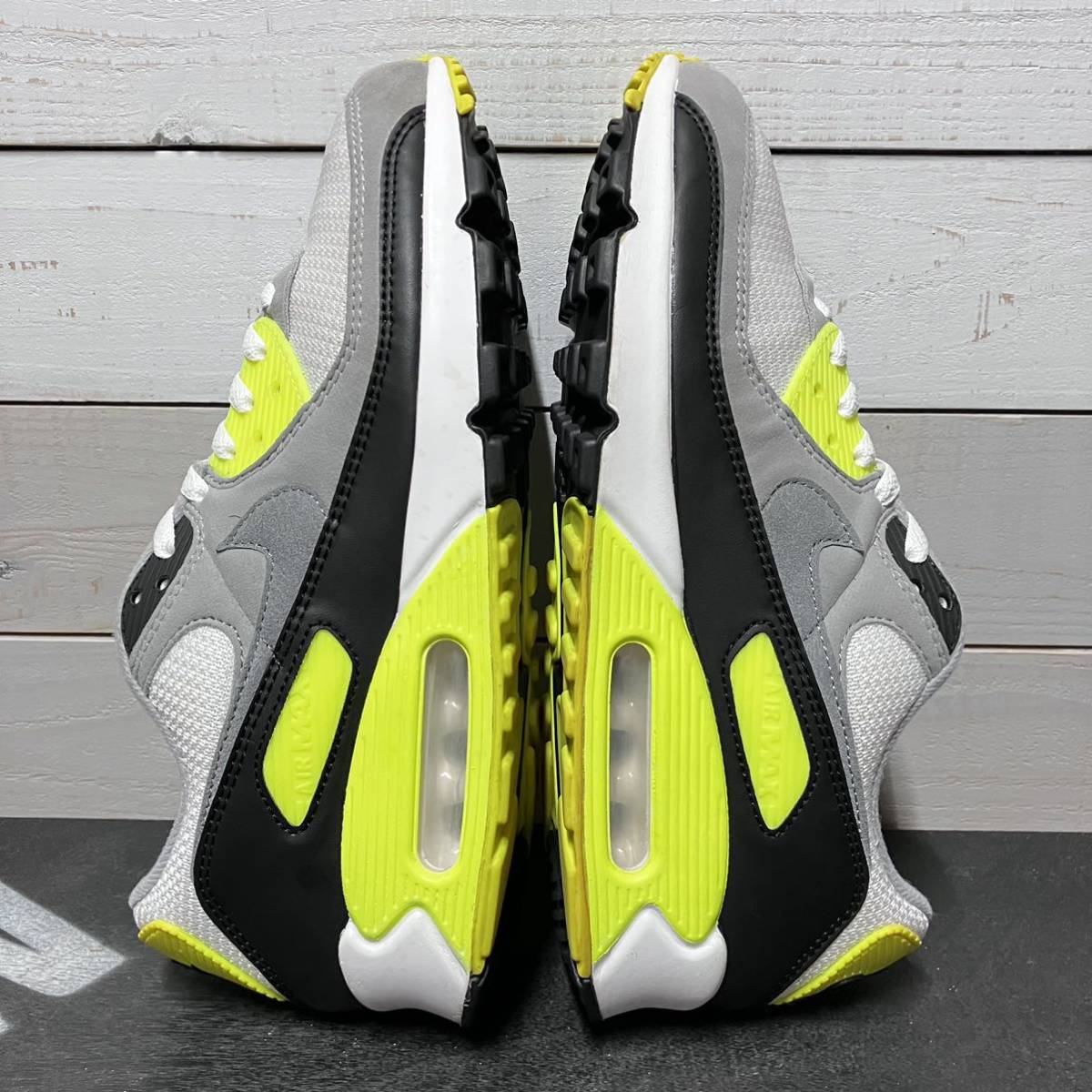 即決送料無料 27.5cm NIKE AIR MAX 90 WHITE BLACK VOLT NEON YELLOW CD0881-103 ナイキ エア マックス ホワイト ブラック ボルト ネオン_画像3