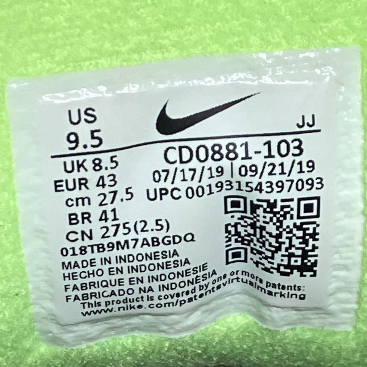 即決送料無料 27.5cm NIKE AIR MAX 90 WHITE BLACK VOLT NEON YELLOW CD0881-103 ナイキ エア マックス ホワイト ブラック ボルト ネオン_画像7