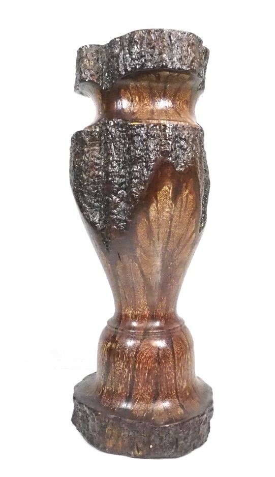自然を肌で感じられる木のぬくもりが味わいの逸品！中国古玩 天然木削り出し 木彫りの花入 木製 花瓶 一輪挿し 台湾製 1980年代 SKT601_画像2