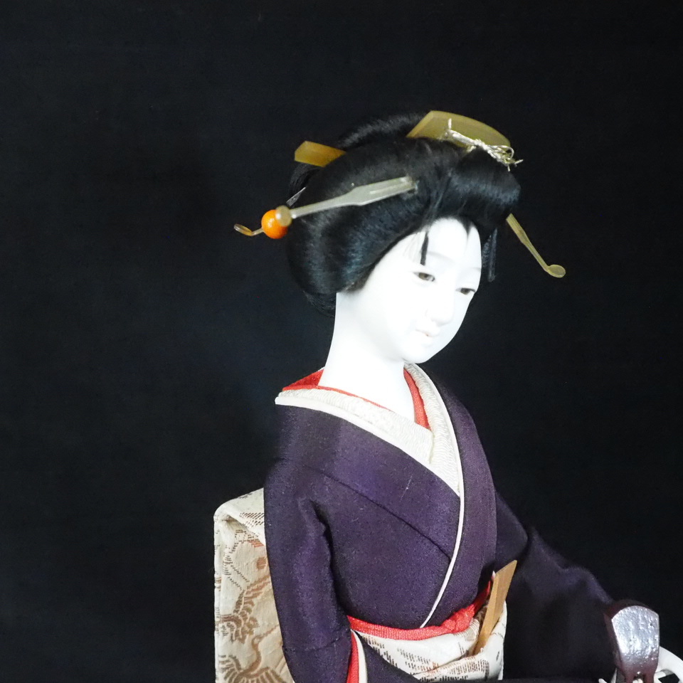艶やかな表情が印象的な逸品！昭和ビンテージ 尾山人形 名工頭師 小宮暎峯作 芸者 日本人形 1980年代 SKT601_画像8