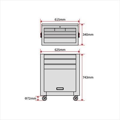 AP ツールチェストセット レッド TC766 ｜ チェスト キャビネット 工具箱 収納 ガレージ 道具箱 整理 ツール 工具_画像6