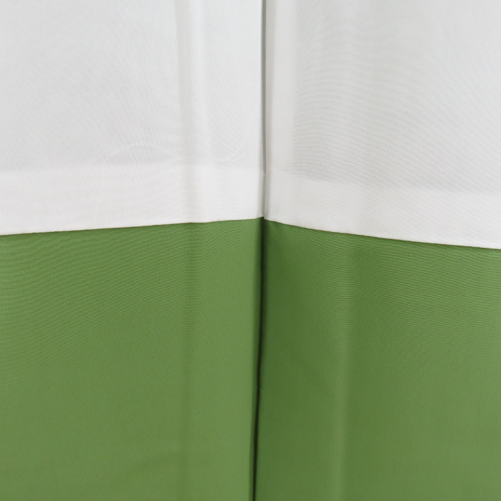小紋 絣調 緑色ｘ茶色 洗える 袷 バチ衿 ポリエステル100％ カジュアル 仕立て上がり着物 身丈163cm 美品_画像8