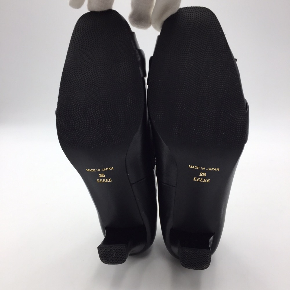 パンプス 婦人靴.net Mio comfort 甲高 5E 巻帯デザインパンプス 25.0cm up60 ブラック 美品