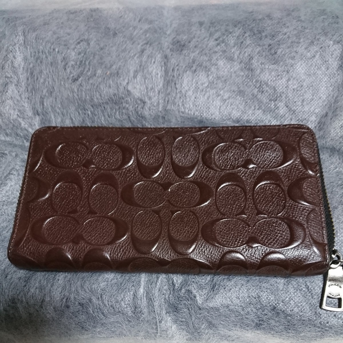 ☆美品COACH／コーチ☆F58113レザーシグネチャーアコーディオンジッピーウォレットクロスグレインレザー／ブラウン_画像1