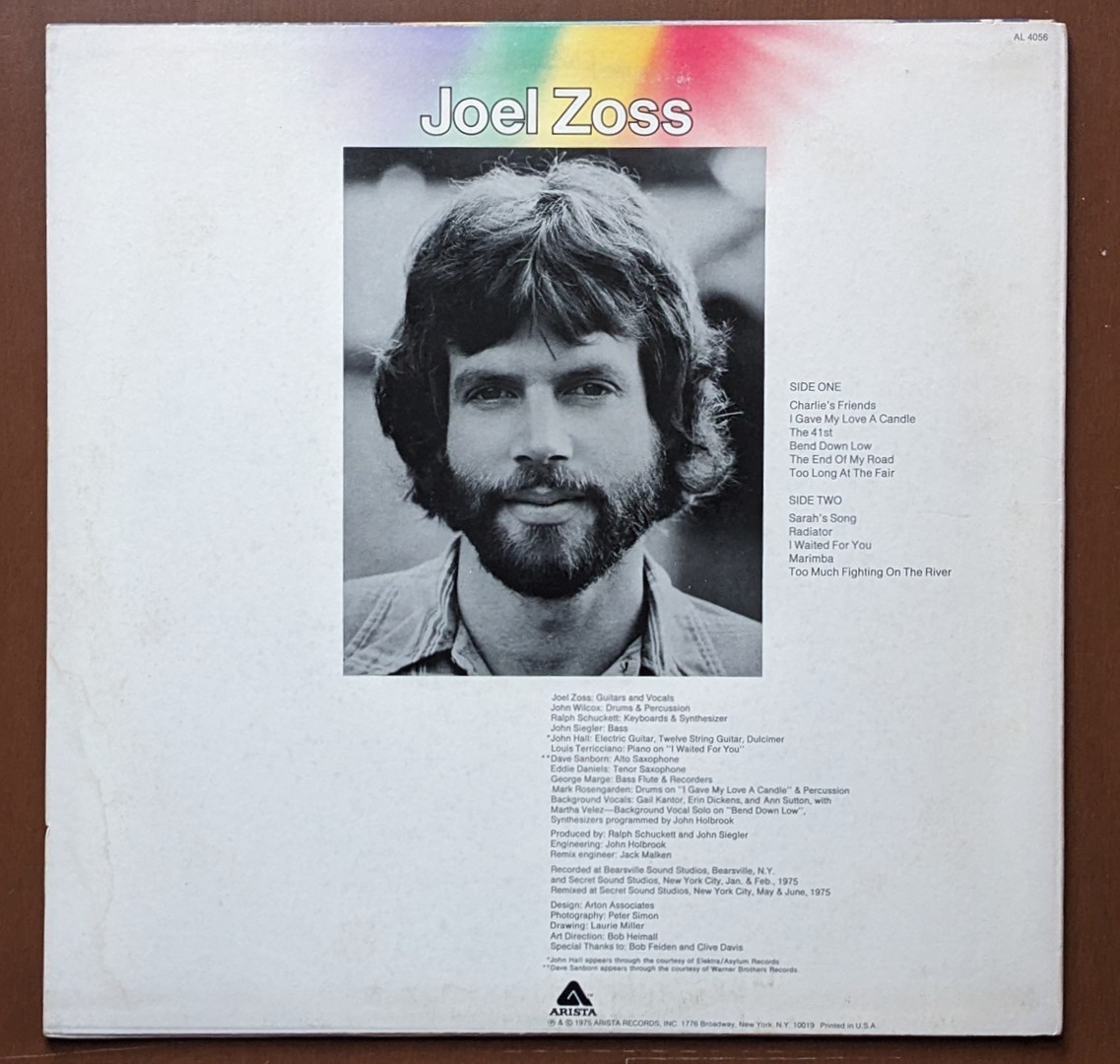 ウッドストック/SSW好盤 JOEL ZOSS / SAME 米国盤中古レコード JOHN HALL, MARTHA VELEZ他参加 BEARSVILLE録音_画像2