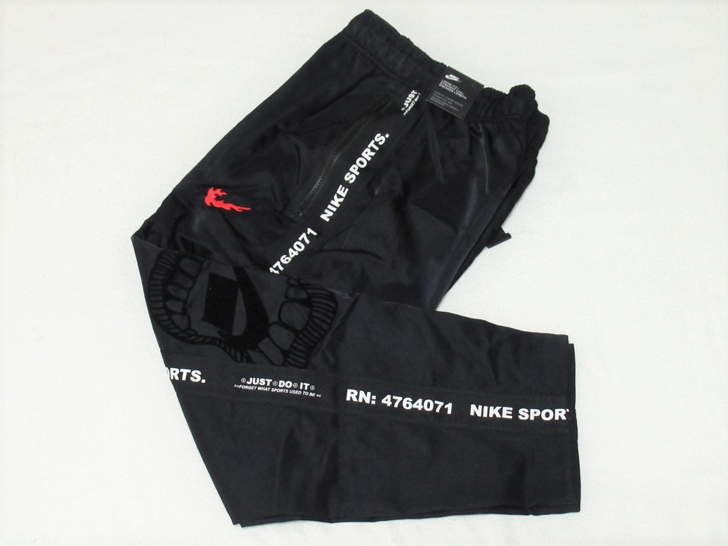 NIKE NSP WOVEN PANT サイドライン 黒 ブラック L ナイキ スポーツウェア ウーブン パンツ ナイロン 炎 CJ5054-010