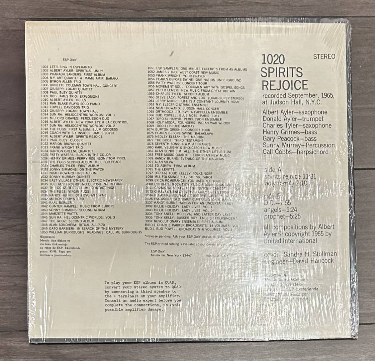 Albert Ayler / Spirits Rejoice ESP Free Jazz spiritual Charles Tyler Henry Grimes Sunny Murray フリー ジャズ pharoah sanders_画像3