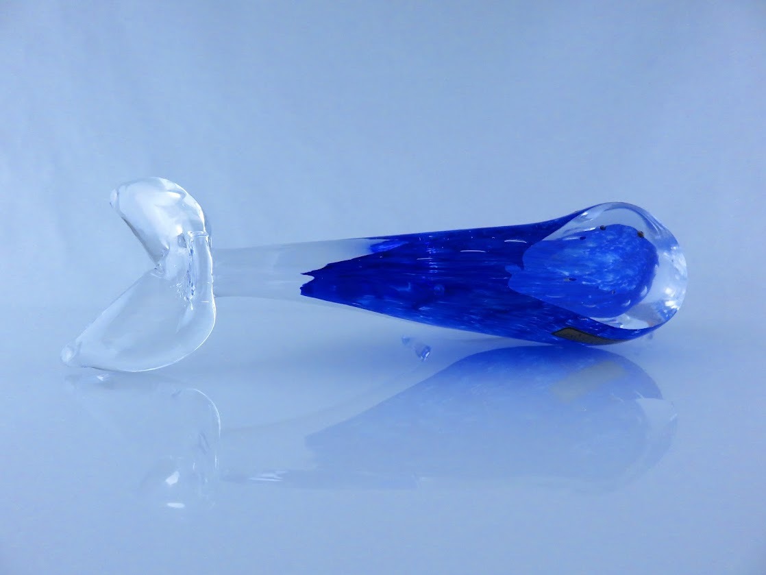 Mantorp/マントルプ イルカ 置物 クリスタルガラス HAND MADE ブルー ブランドシール付き_画像6
