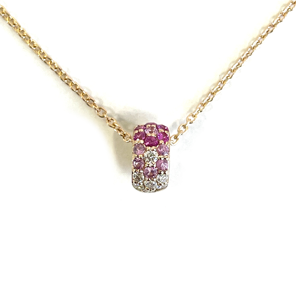 [ used ] Ponte Vecchio Ponte Vecchio K18PG diamond pink sapphire necklace D0.03ct S0.12ct NC 2.1g
