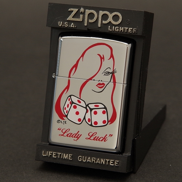 未使用　ZIPPO　LADY LUCK　幸運の女神　1995年製　レギュラー　ポリッシュ_画像1