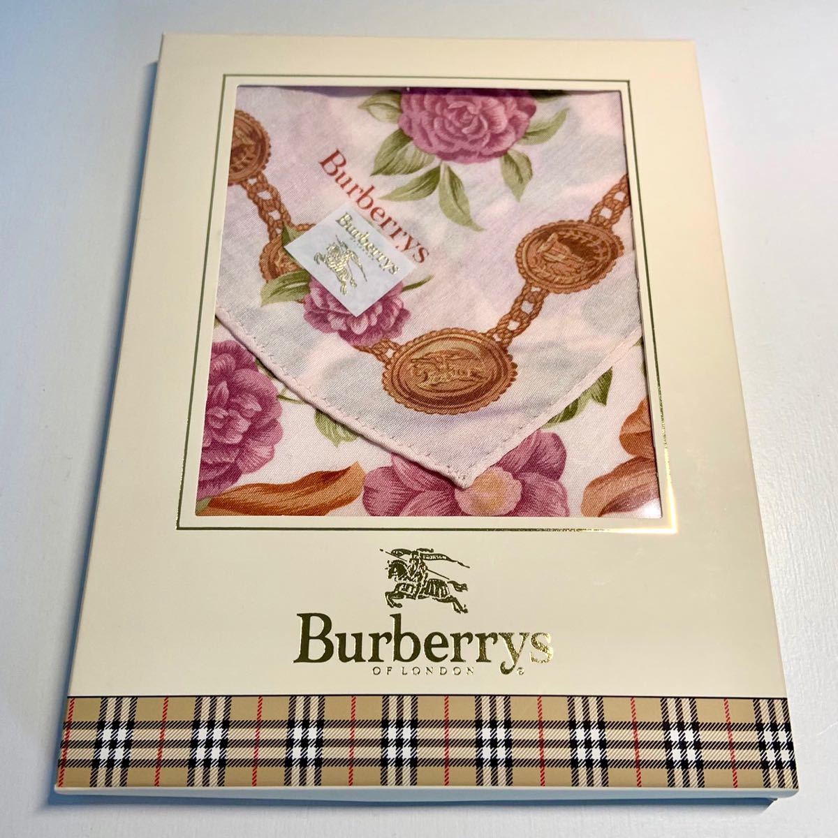 未使用 Burberrys バーバリー 大判ハンカチ 綿100% 約49×49cm 花柄 ハンカチ ブルーミング中西_画像1