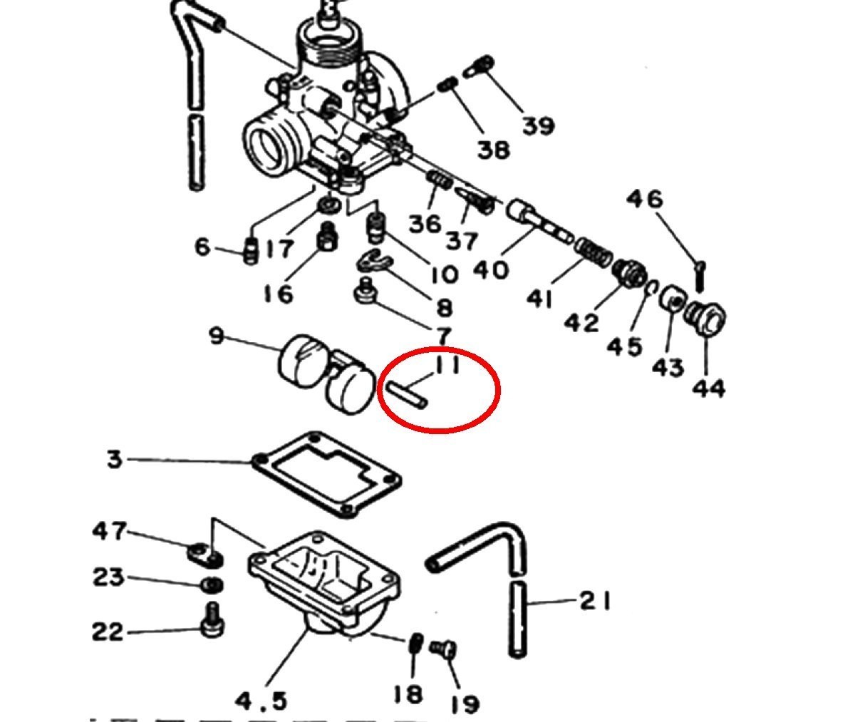 ●537-14186-00　ピン，フロート☆2/純正新品 キャブレター/RZ250/RZ350_画像2