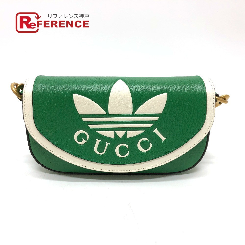 美品 GUCCI グッチ 727791 アディダス adidas コラボ ミニ カバン ロゴ ショルダーバッグ グリーン ユニセックス【中古】