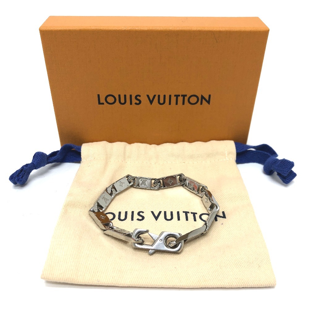 LOUIS VUITTON ルイヴィトン M0921M タイドアップ ブラスレ アクセサリー チェーン モノグラム ブレスレット シルバー メンズ【中古】_画像9