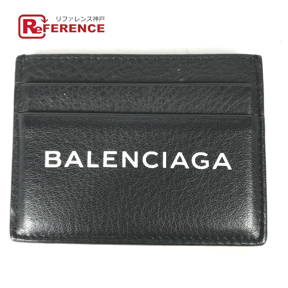 BALENCIAGA バレンシアガ 490620 ロゴ バイカラー 名刺入れ パスケース カードケース ブラック レディース【中古】