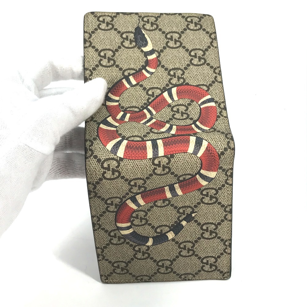 GUCCI グッチ 451268 キングスネーク コンパクトウォレット GGスプリーム 2つ折り財布 ベージュ メンズ【中古】_画像7