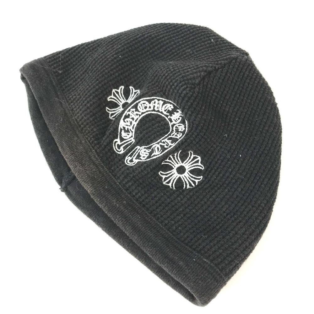 CHROME HEARTS クロムハーツ ホースシュー サーマル ビーニー 帽子 ニット帽 ニットキャップ ニット帽 ブラック メンズ【中古】_画像3