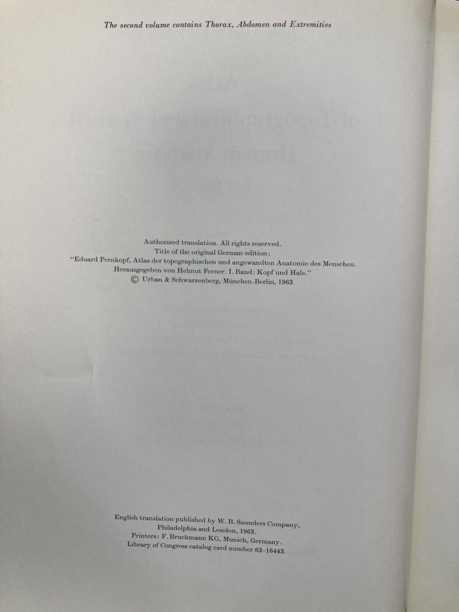 【ペルンコップ アトラス】PERNKOPF★英語版★Atlas of Topographical and Applied Human Anatomy★医学書★臨床応用局所解剖図譜の画像3