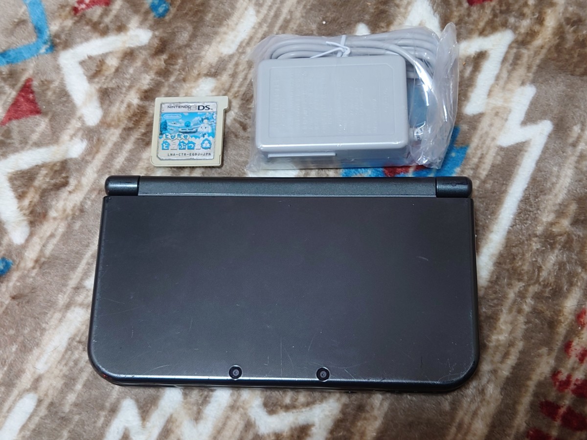 Newニンテンドー3DS LL 本体 充電器 タッチペン MicroSD とびだせどうぶつの森_画像1