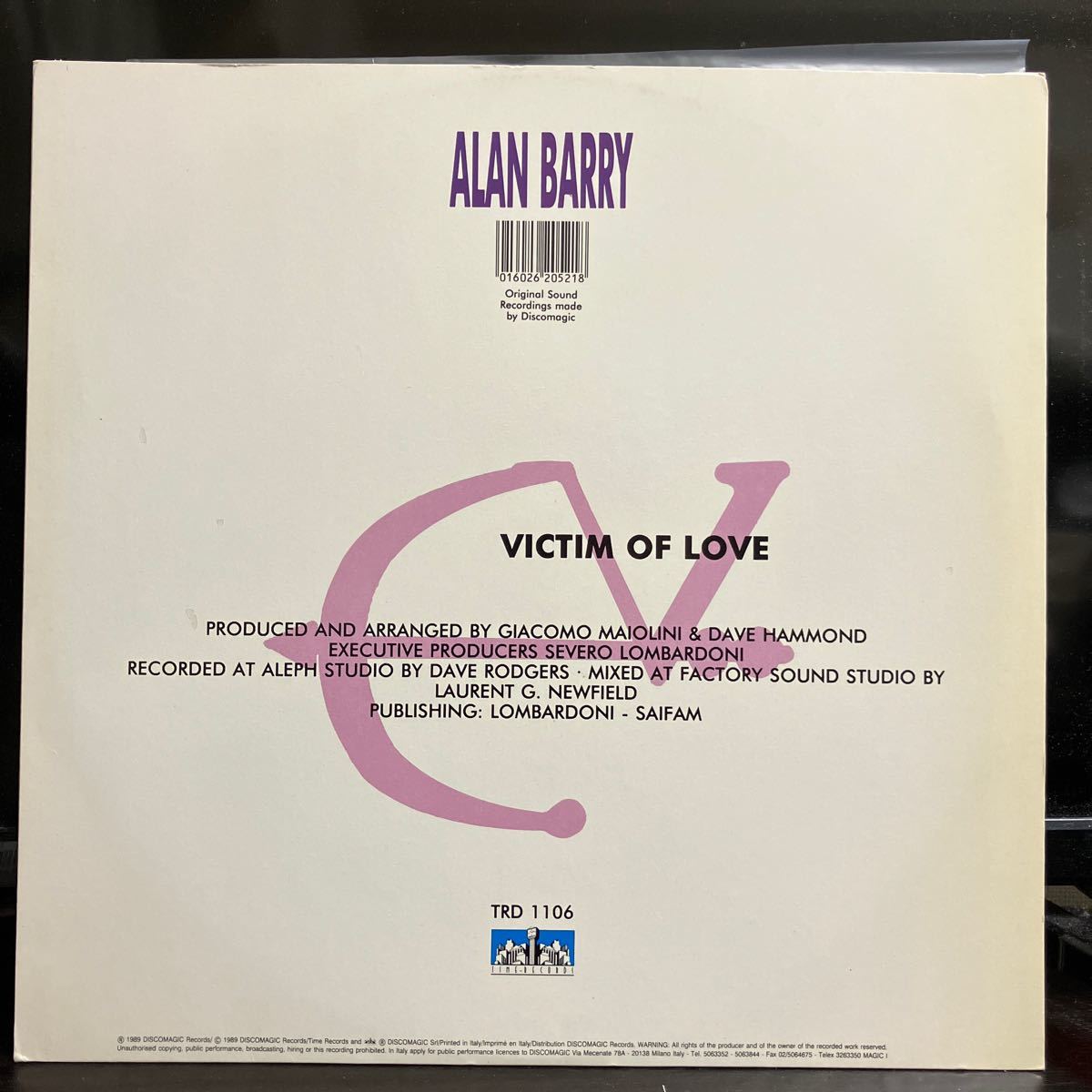 Alan Barry / Victim Of Love 【12inch】_画像2