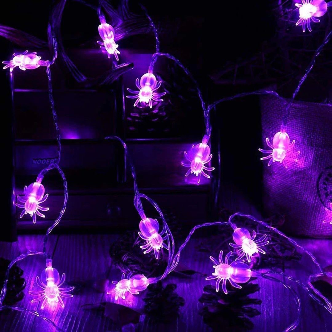 照明 ハロウィン スパイダー LED 電球 ライト レッドorブルーorパープル 1.5ｍ 10ライト イルミネーション 飾り付け ワイヤー 電池式_画像7