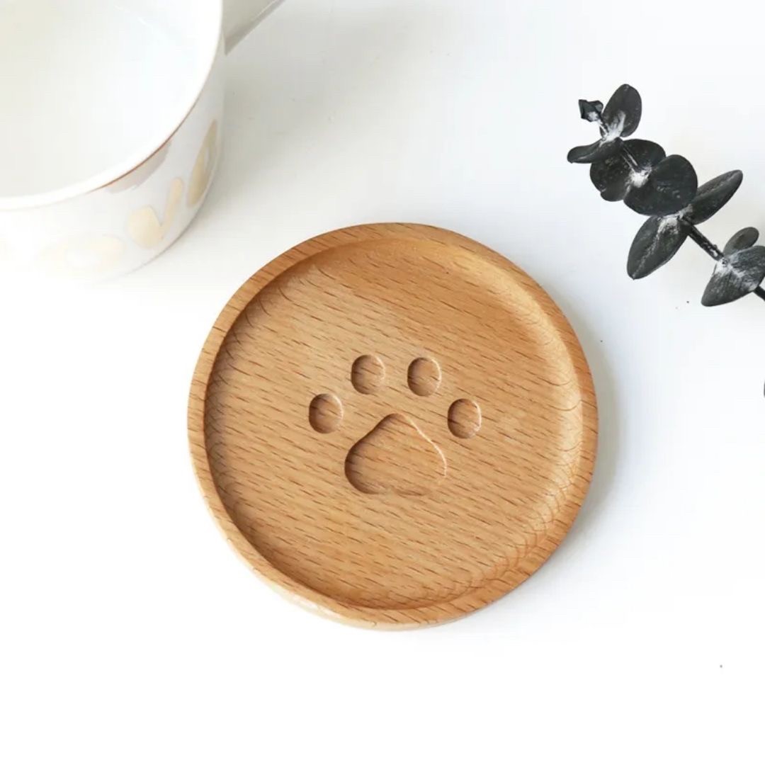 【1枚】【丸型コースター】コースター 猫 肉球 マグカップ 木製 全2種類 1枚 北欧 ホテル 喫茶店 お店 レストラン パーティー _画像9
