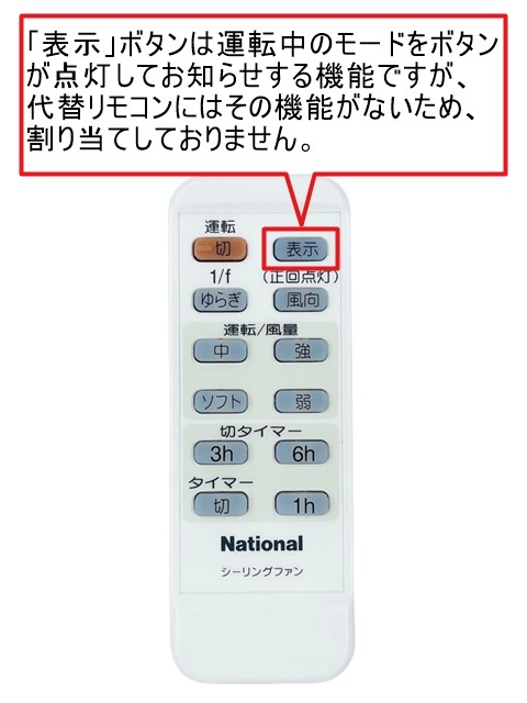 【代替リモコン183】防水カバー付 National FFE2810203 互換 送料無料 (F-M111W F-M901W 等用) ナショナル Panasonic シーリングファン_画像6