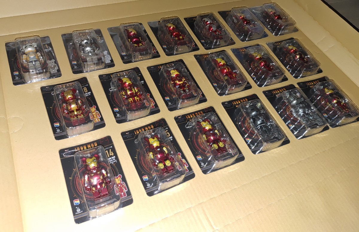 新品 BE@RBRICK Happyくじ Ironman THE INFINITE SAGA アイアンマン No.1～19 ベアブリック Marvel メディコムトイ_画像3