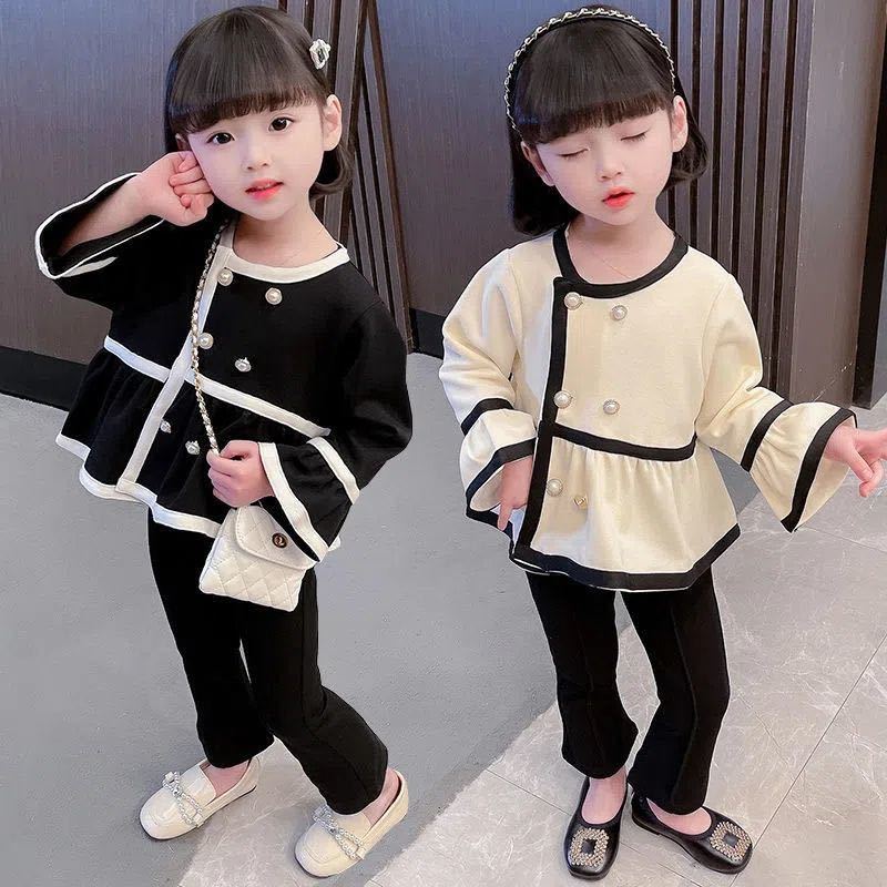  Kids setup top and bottom set formal spring autumn clothes white 140