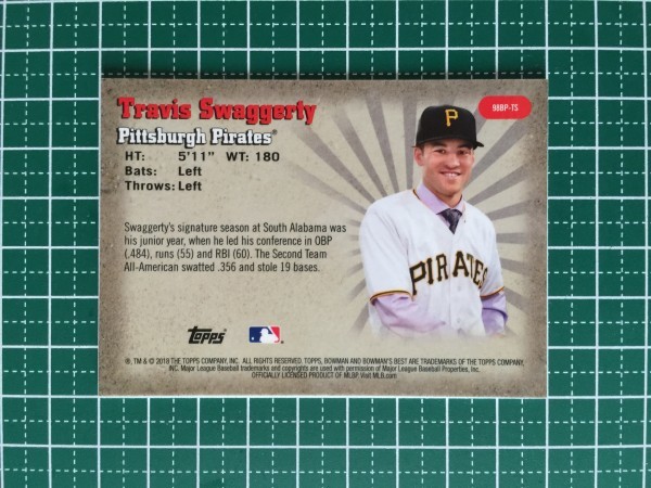 即決のみ！★TOPPS MLB 2018 BOWMAN'S BEST 98BP-TS TRAVIS SWAGGERTY【PITTSBURGH PIRATES】インサート アトミック リフラクター 18★_画像2