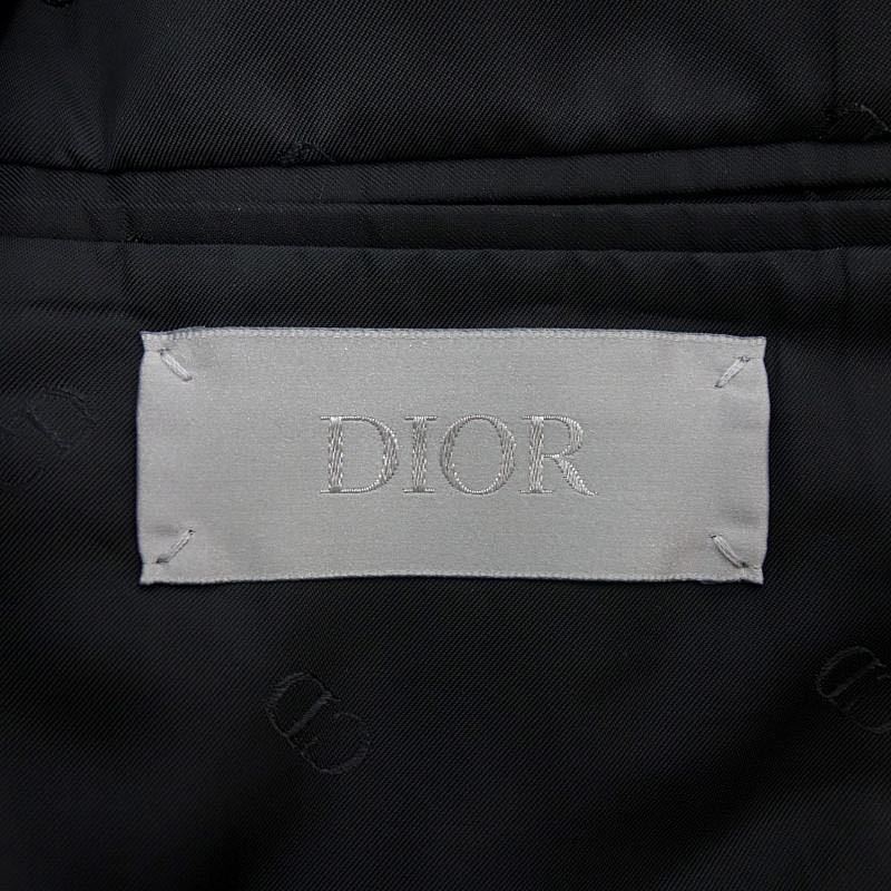 高級　DIOR ロゴ ディオール　アシメ　総柄　テーラードジャケット　オブリーク　最高峰　シングル　ブラック　ジャケット