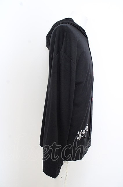 【SALE】NieR Clothing パーカー.WIDE SLEEVE PULLOVER HOODIE【RED BUTTON】 /ブラック/F O-23-08-09-015-Ni-to-IG-ZT411_画像3