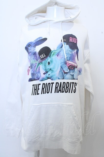 【SALE】MILK BOY TOPS☆THE RIOT RABBITS HOODIE /ホワイト/ O-23-03-14-008-MI-to-YM-ZT036_画像1