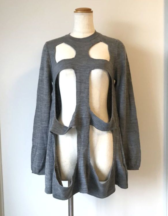 Comme des Garcons comde garcons 17ss дизайн дизайн дизайн дизайн шерстяная вязаная серая размер: S/2017ss свитер